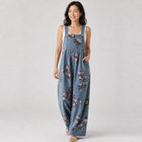AUREA macacão denim floral — vista frontal