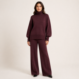EVELINE conjunto de malha vermelho bordeaux — vista frontal