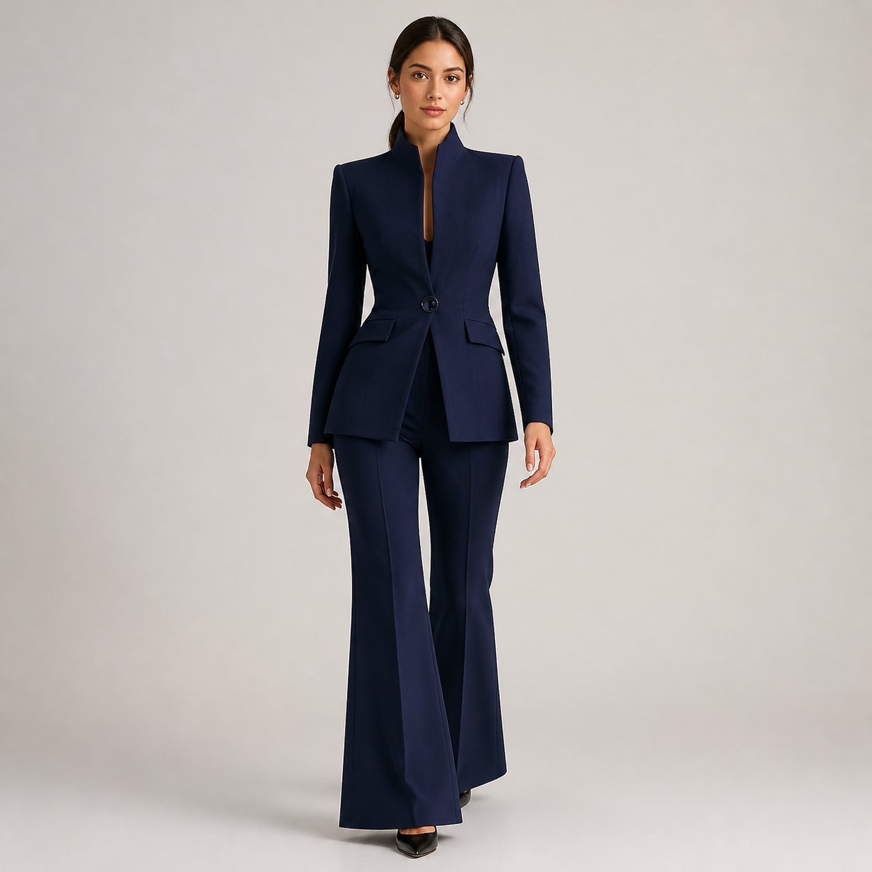INNA fato feminino azul — vista frontal de corpo inteiro