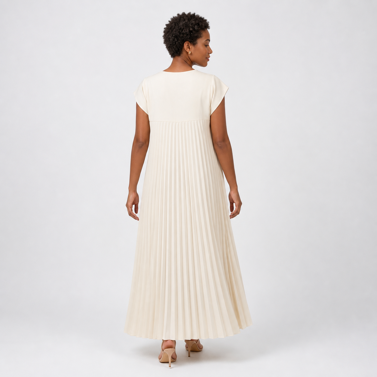 Vestido ANA bege, vista traseira