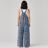 AUREA macacão denim floral — vista traseira