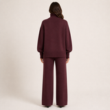 EVELINE conjunto de malha vermelho bordeaux — vista traseira