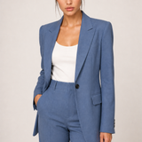 MELANIE conjunto azul, imagem aproximada do blazer e cintura