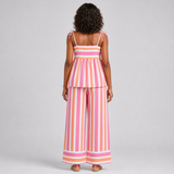 MORIAH conjunto rosa às riscas — vista traseira