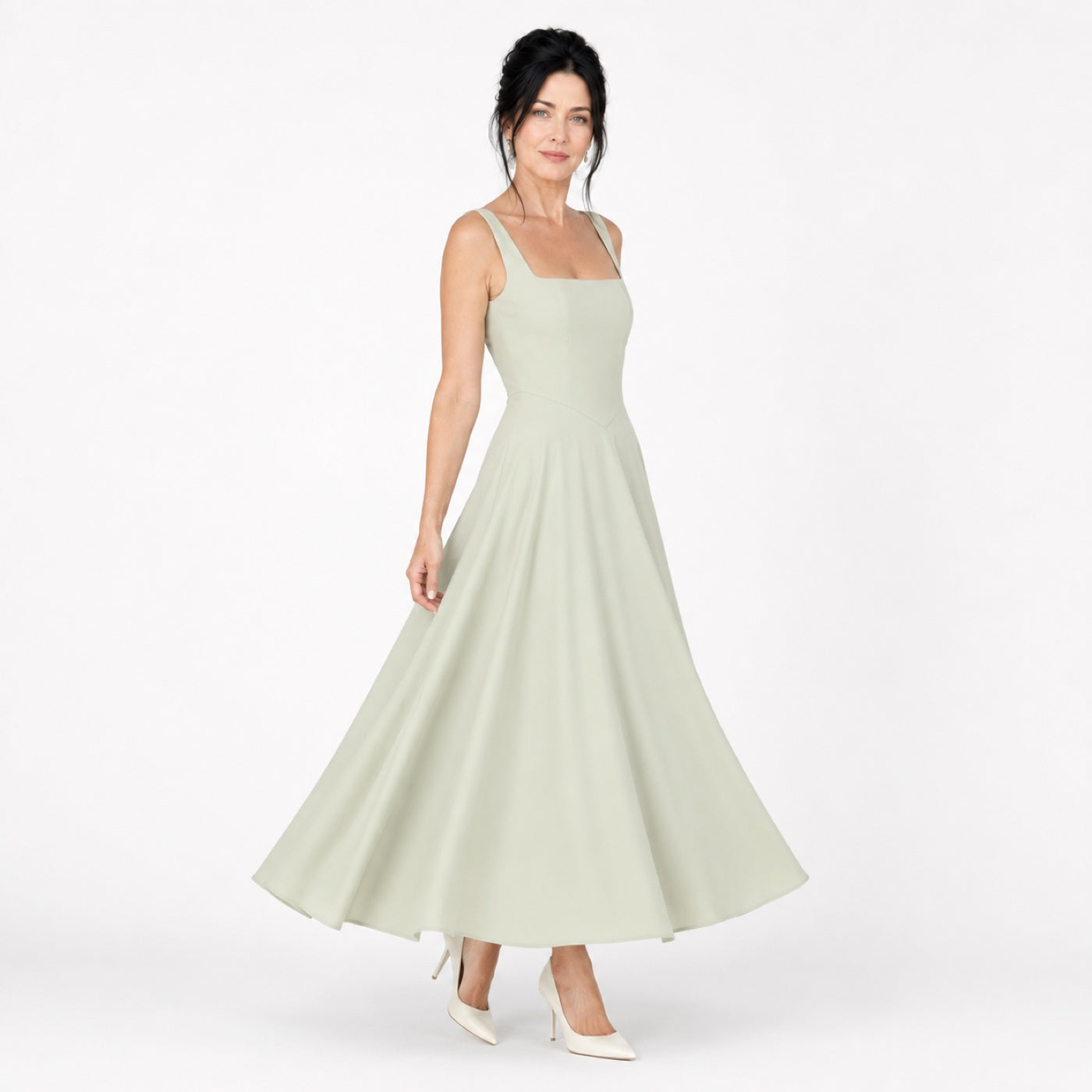 SCARLETT vestido sálvia vista lateral