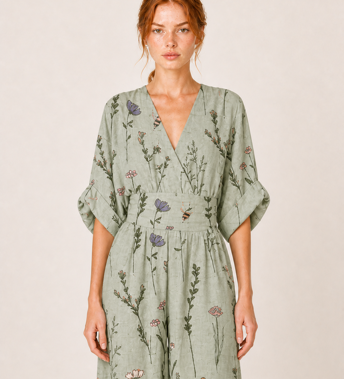 LUCETTE macacão verde matcha — vista aproximada