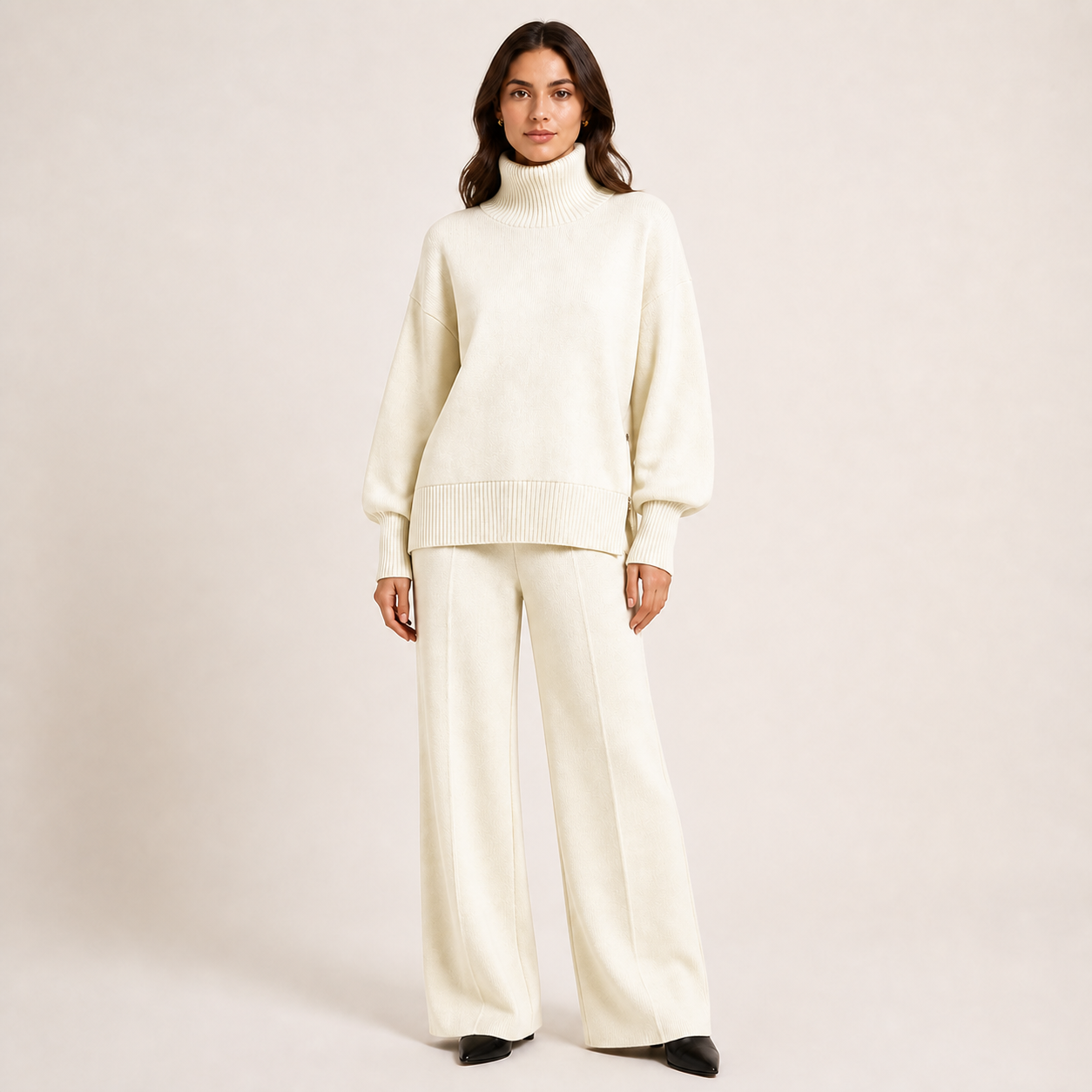 EVELINE conjunto de malha branco — vista frontal
