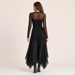 NINA vestido maxi preto em tule - vista traseira
