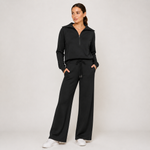 ELISAMA conjunto lounge preto — vista frontal de corpo inteiro