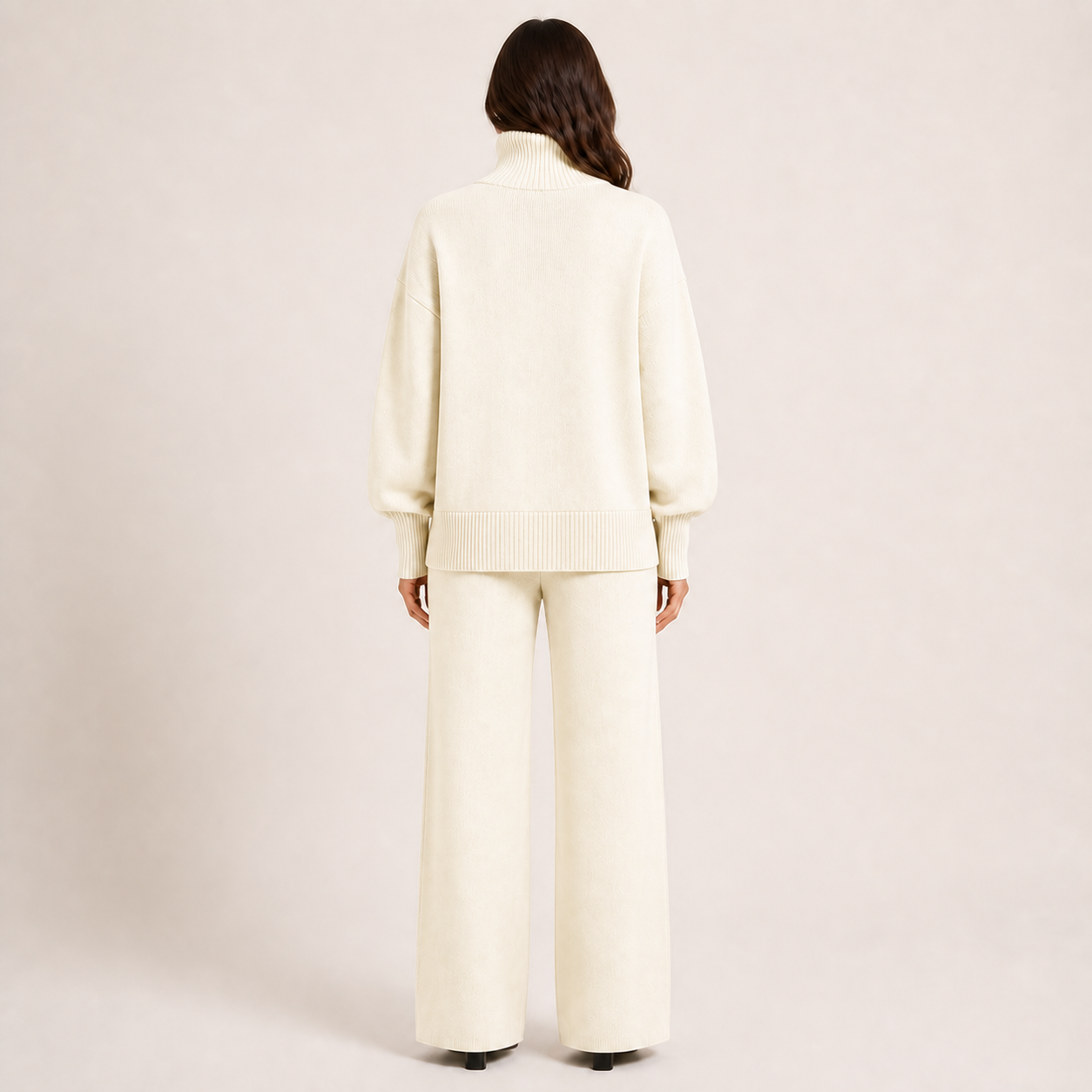 EVELINE conjunto de malha branco — vista traseira
