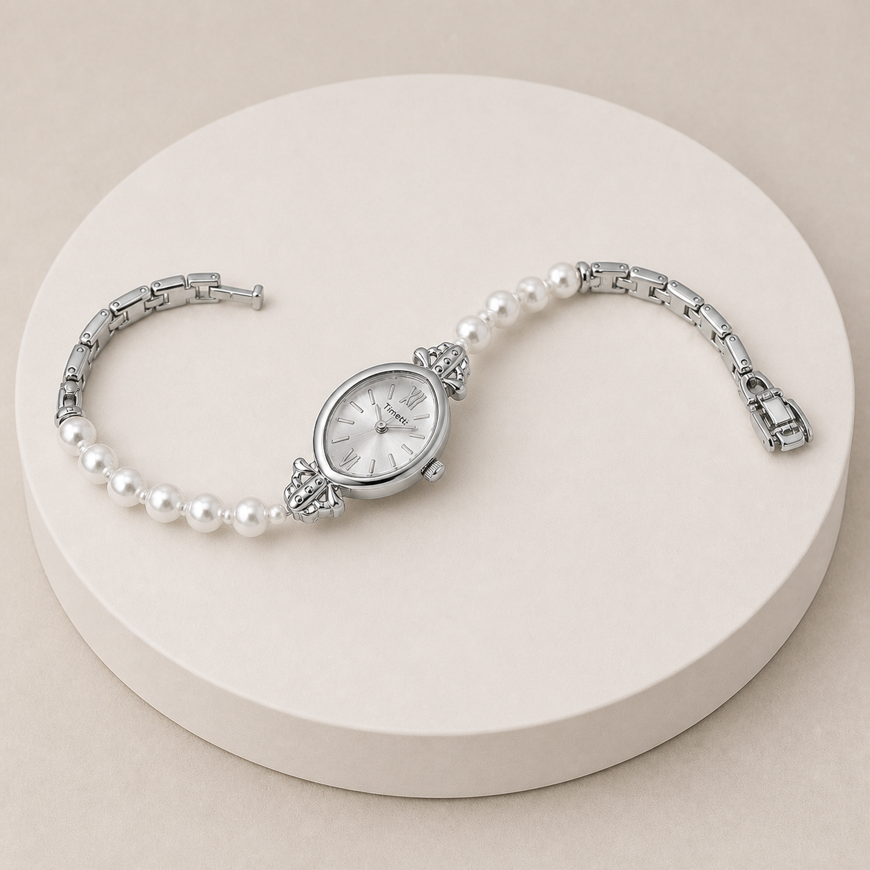 HUMIR relógio Prata, vista integral com bracelete aberta