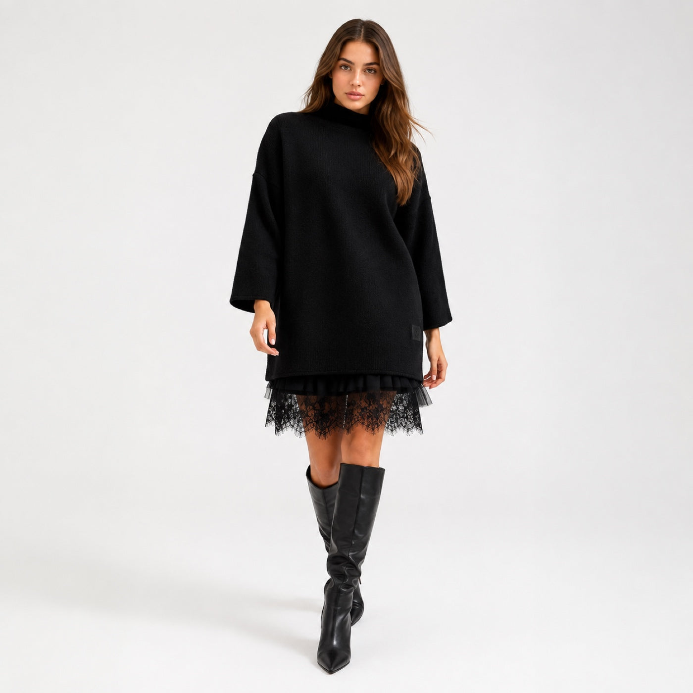 YOLANDE conjunto preto — vista frontal