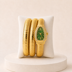 Relógio-serpente dourado com mostrador verde, imagem principal