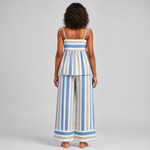 MORIAH conjunto azul às riscas — vista traseira