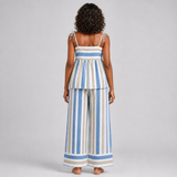 MORIAH conjunto azul às riscas — vista traseira