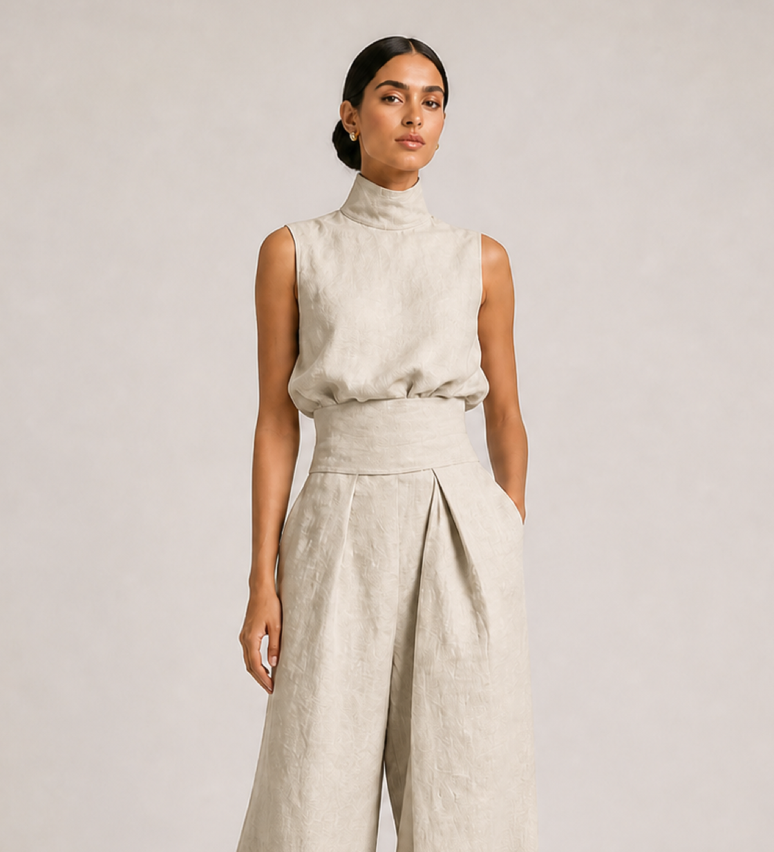 AIDA conjunto bege - detalhe