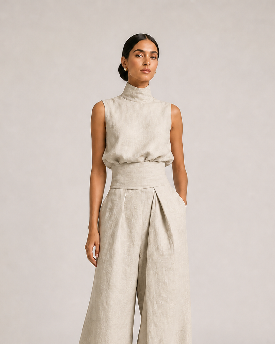 AIDA conjunto bege - detalhe