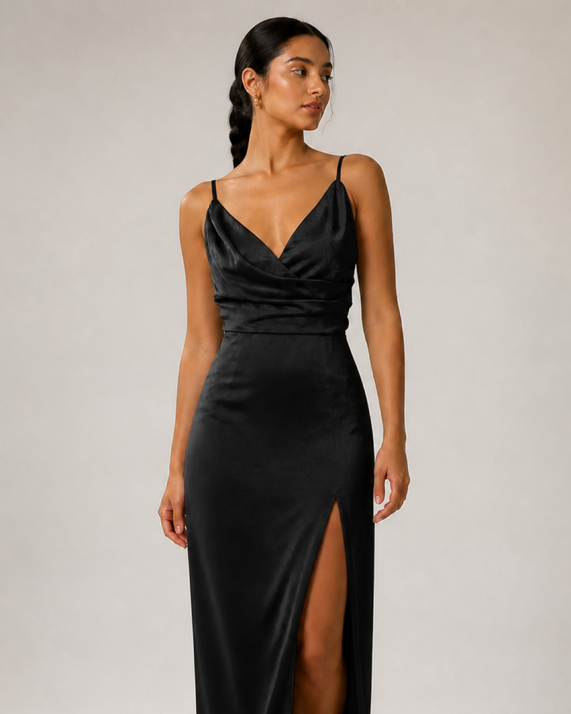 ANYA vestido longo preto - detalhe