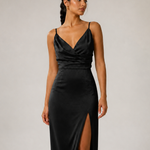 ANYA vestido longo preto - detalhe