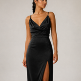 ANYA vestido longo preto - detalhe