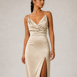 ANYA vestido longo caqui - detalhe