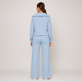 ELISAMA conjunto lounge azul — vista traseira de corpo inteiro