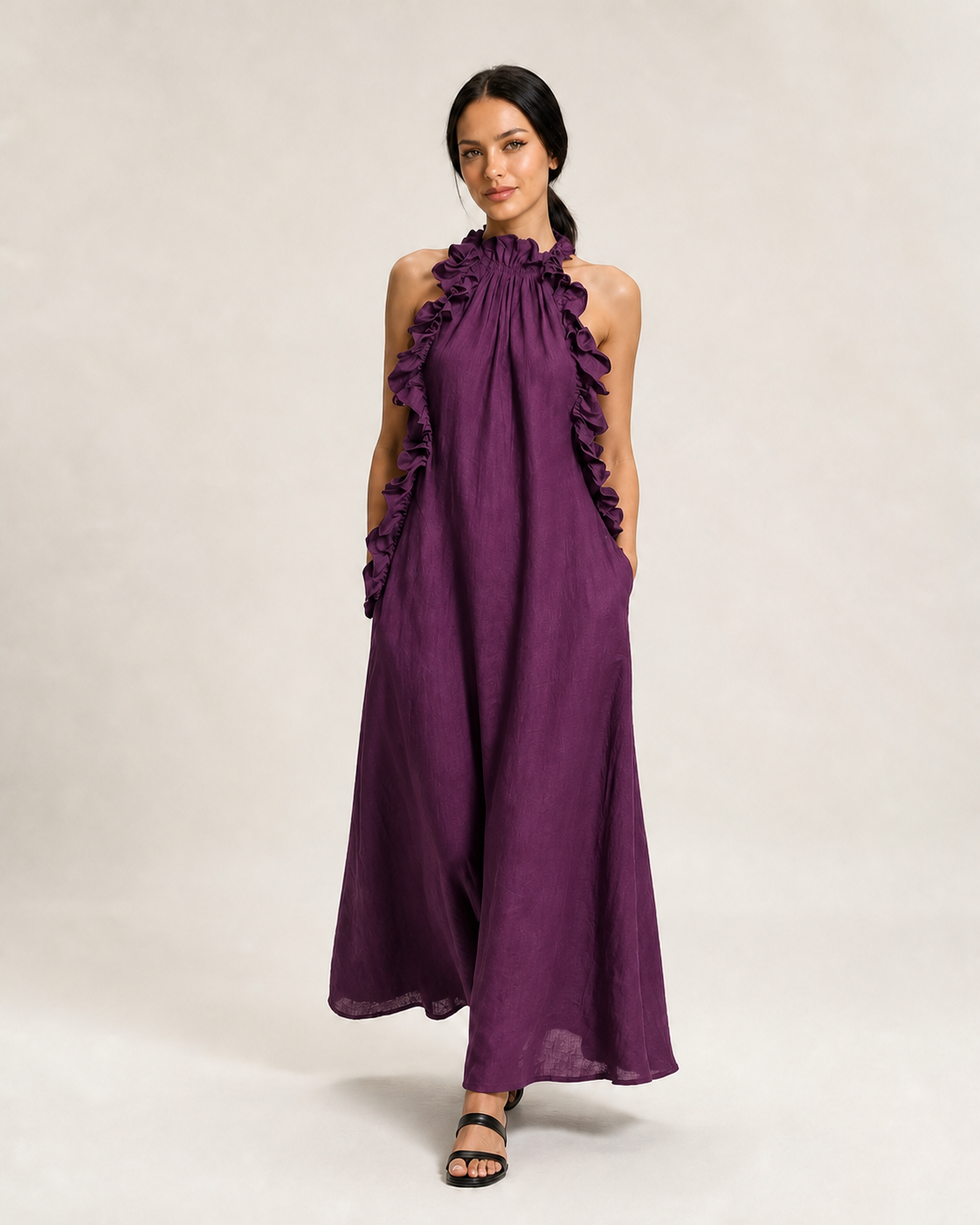 LUA vestido roxo, corpo inteiro