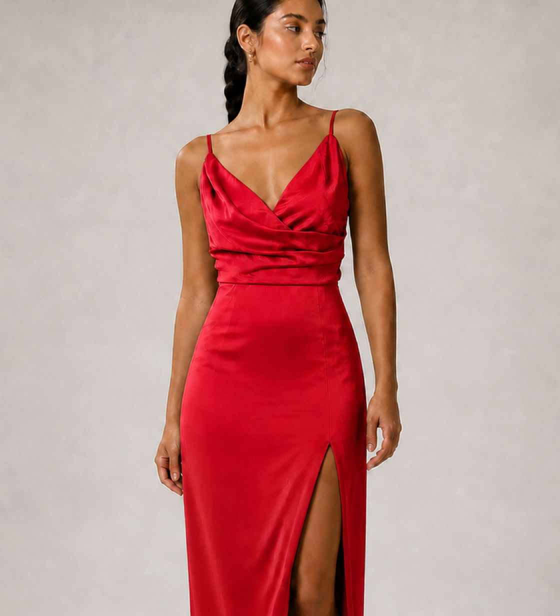 ANYA vestido longo vermelho - detalhe