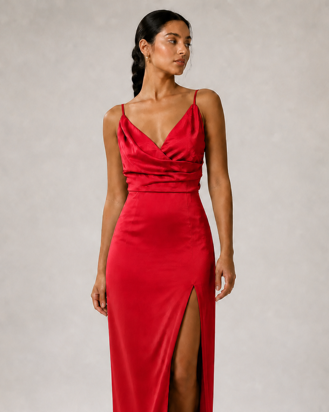 ANYA vestido longo vermelho - detalhe