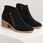 ADARA — botins preto, vista principal, bloco quadrado branco marfim
