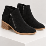 ADARA — botins preto, vista principal, bloco quadrado branco marfim