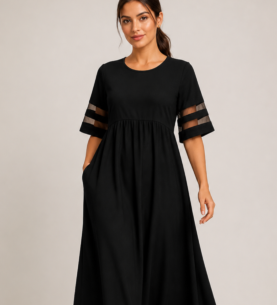 ADELAID vestido preto - detalhe