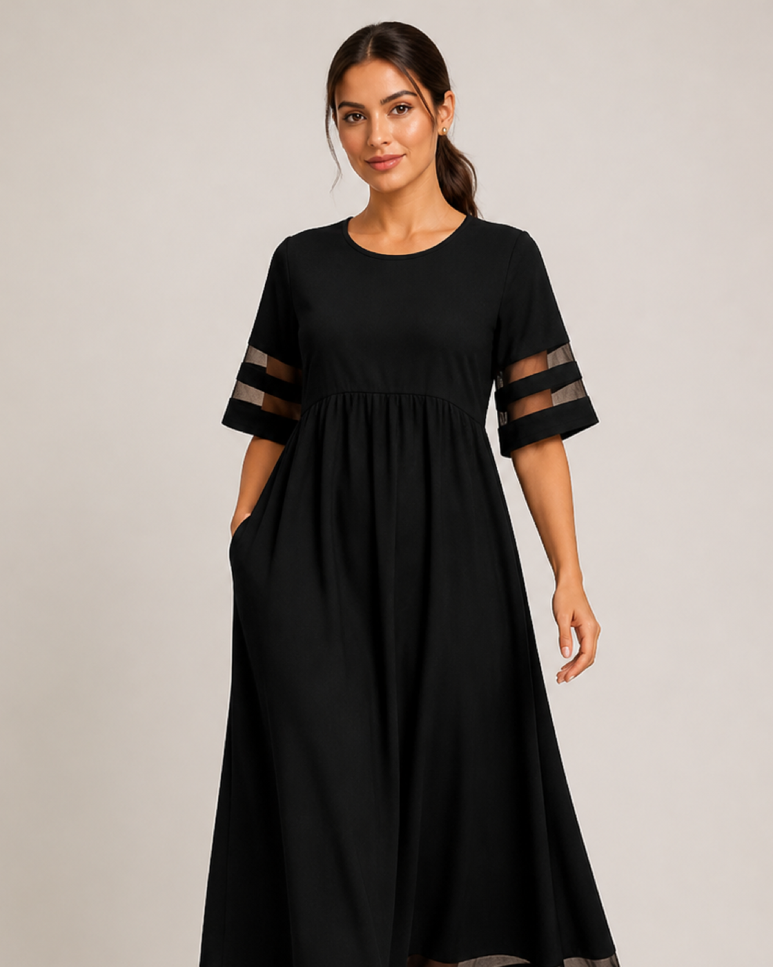 ADELAID vestido preto - detalhe