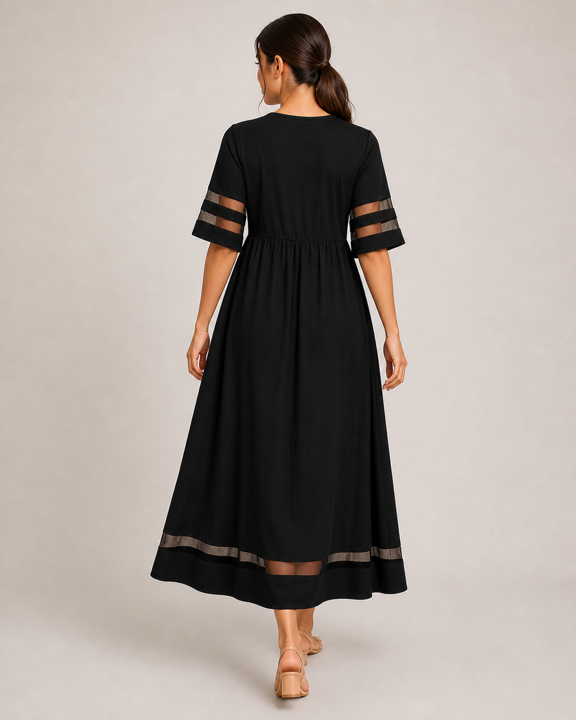 ADELAID vestido preto - vista traseira