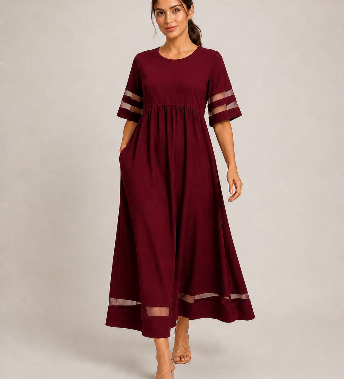 ADELAID vestido bordeaux - imagem principal
