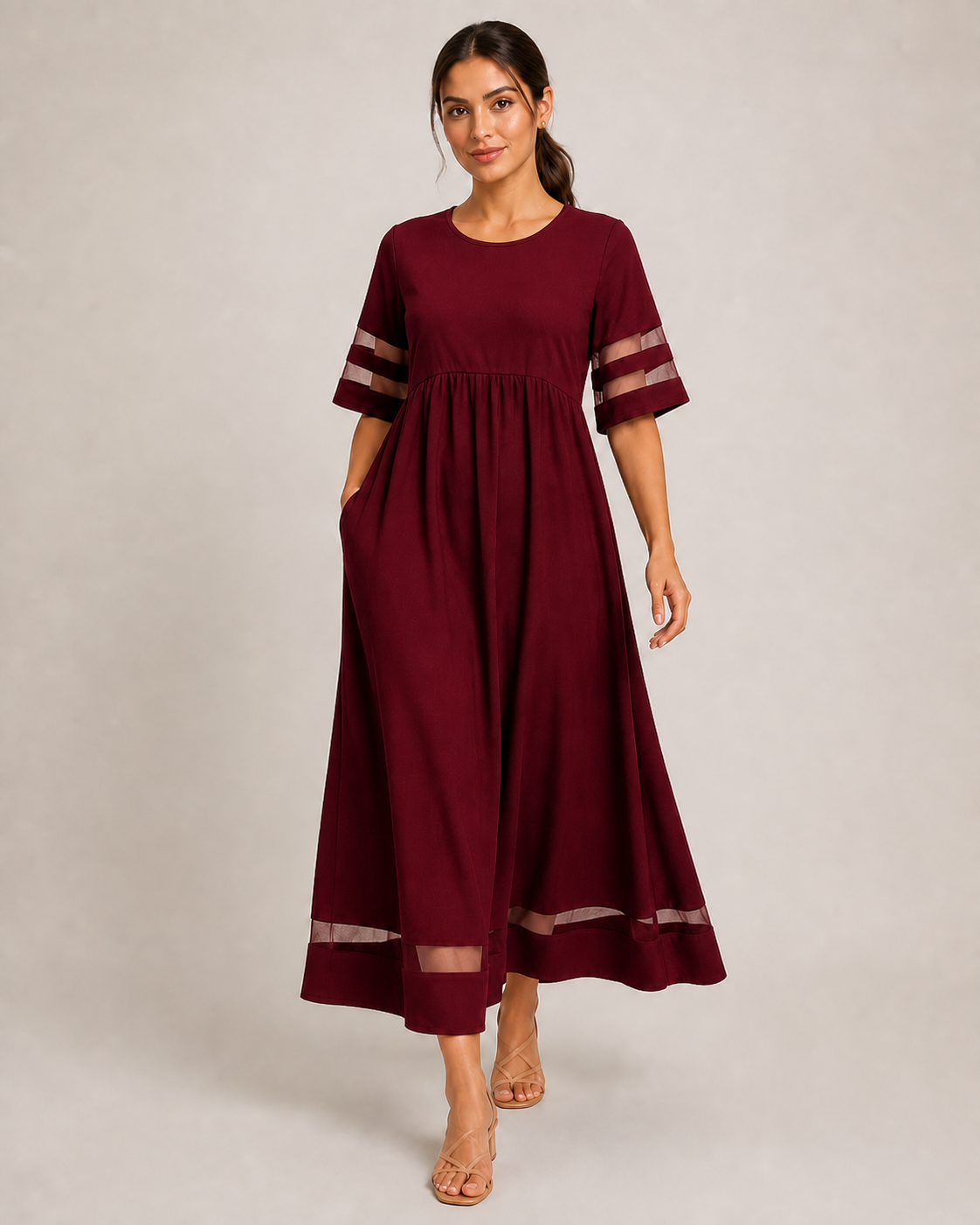 ADELAID vestido bordeaux - imagem principal