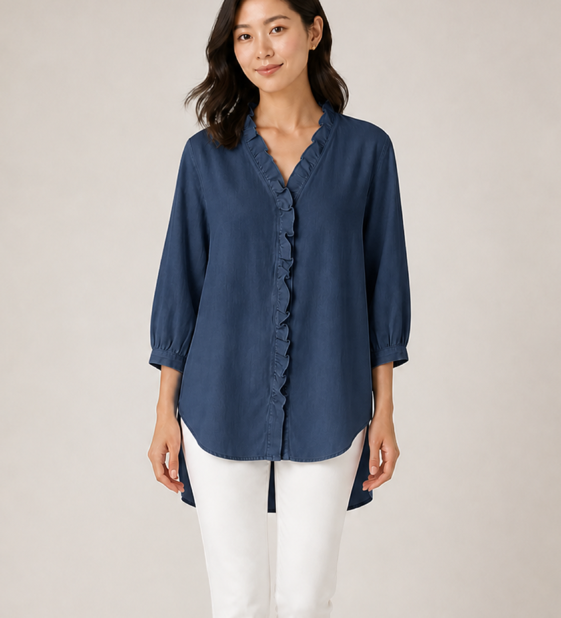 ADELE blusa azul escuro - detalhe