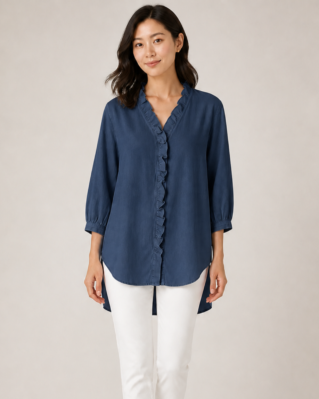 ADELE blusa azul escuro - detalhe