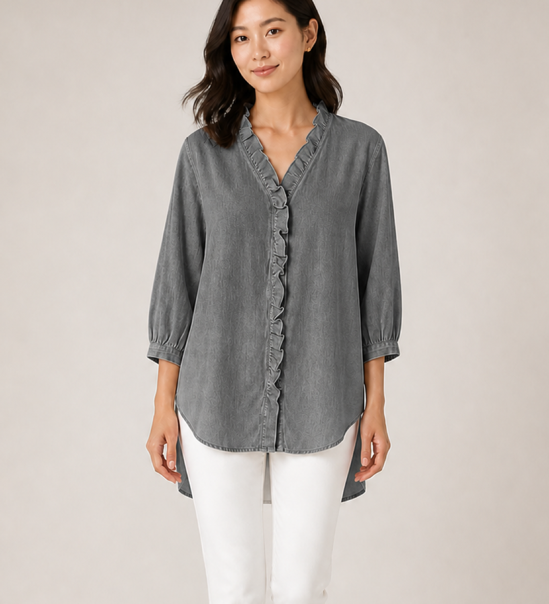 ADELE blusa cinza - detalhe