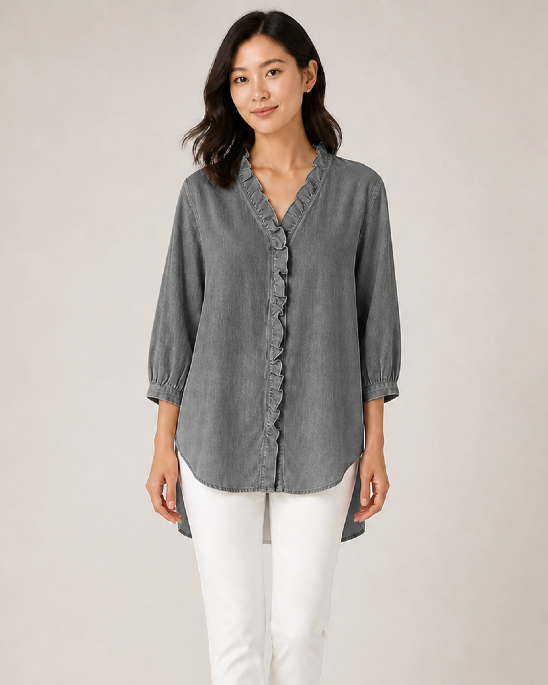 ADELE blusa cinza - detalhe
