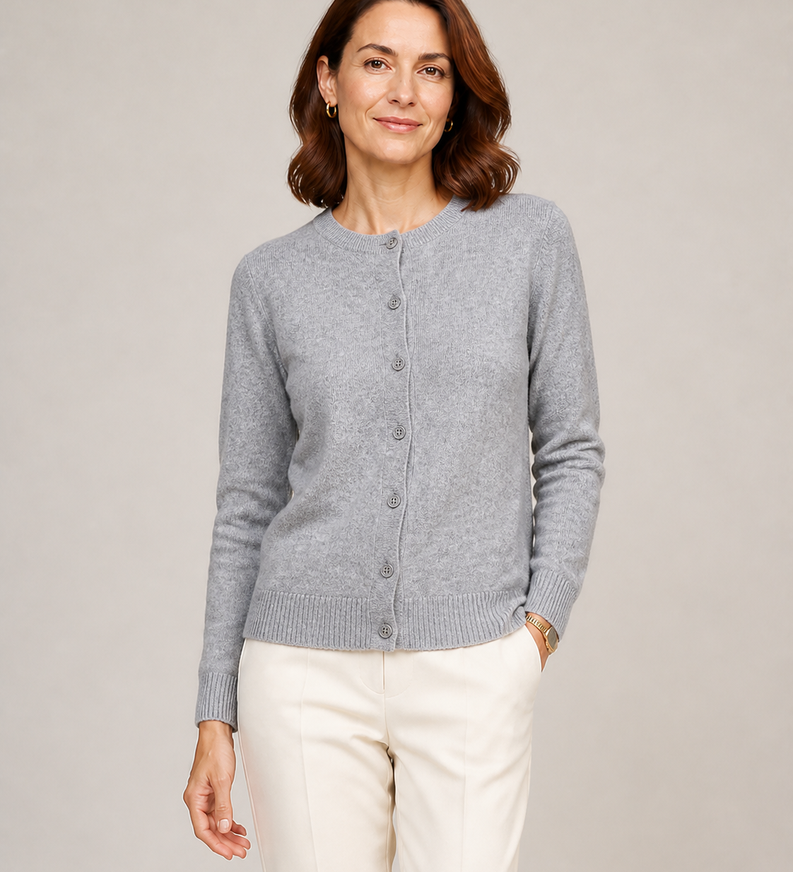 ANNA cardigan cinza — vista aproximada