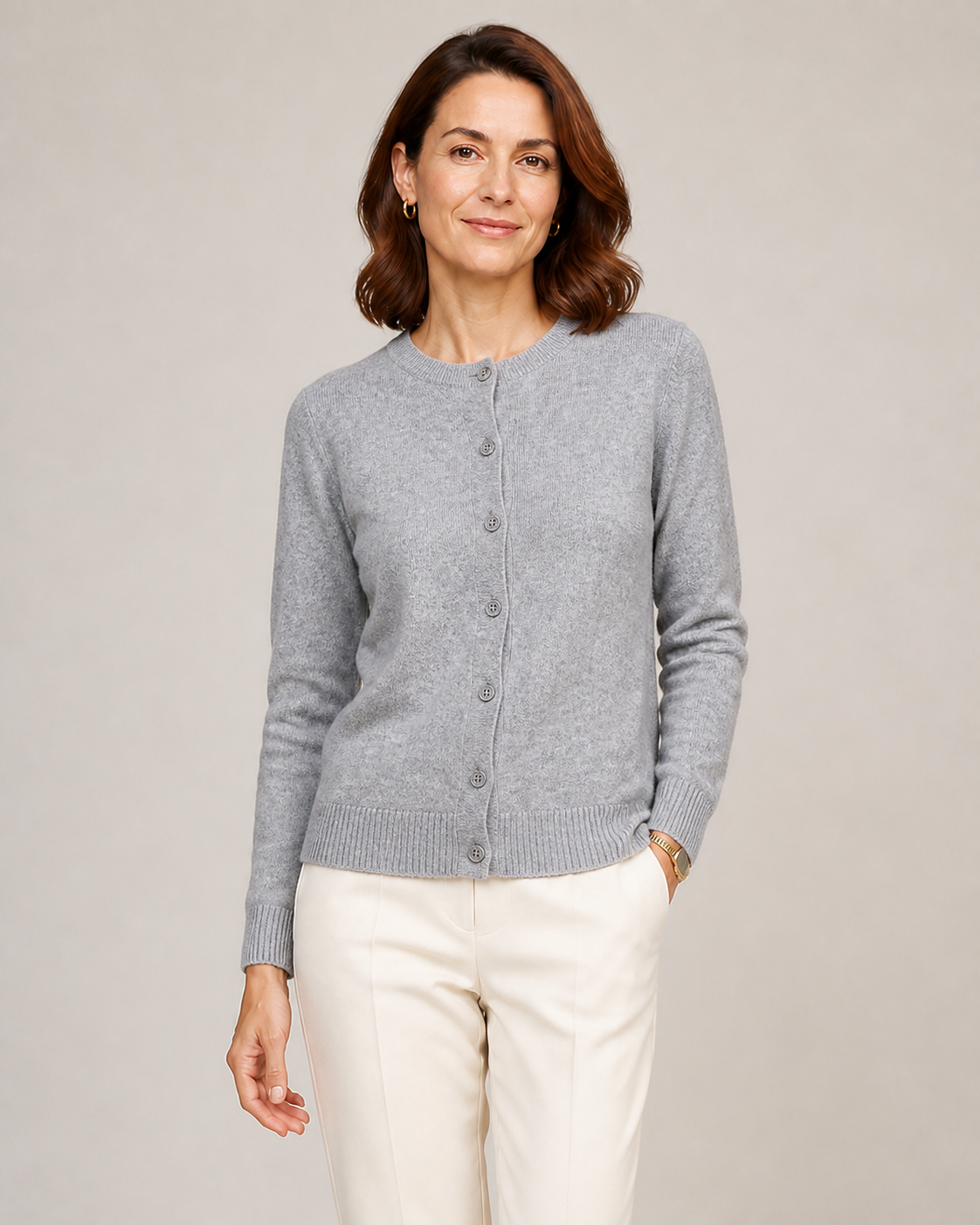 ANNA cardigan cinza — vista aproximada