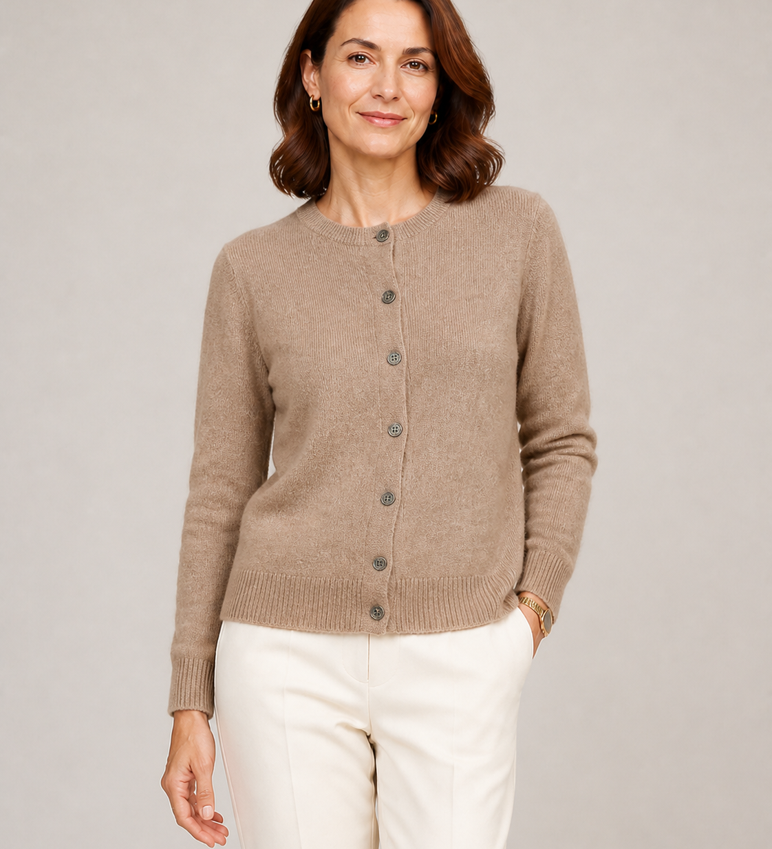 ANNA cardigan caqui — vista aproximada