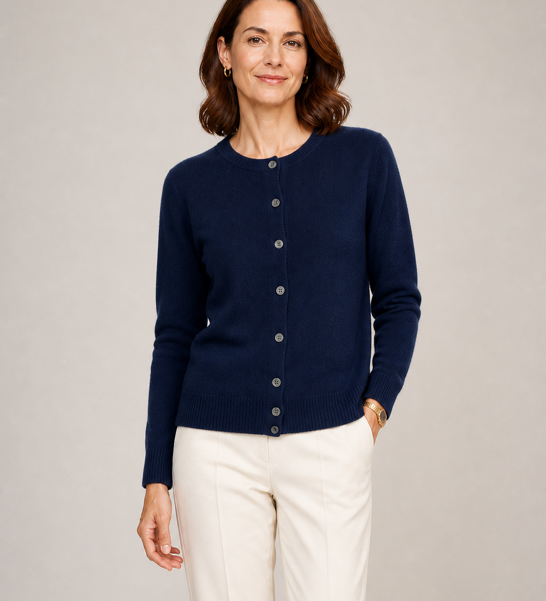 ANNA cardigan azul-marinho — vista aproximada