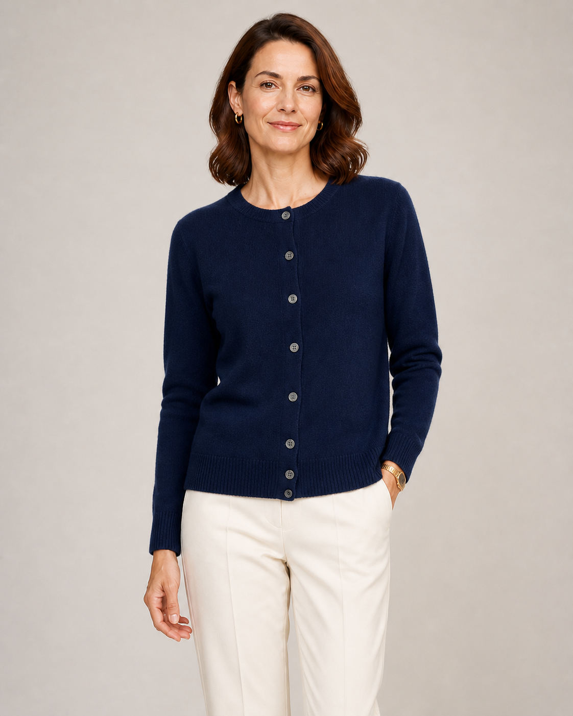 ANNA cardigan azul-marinho — vista aproximada