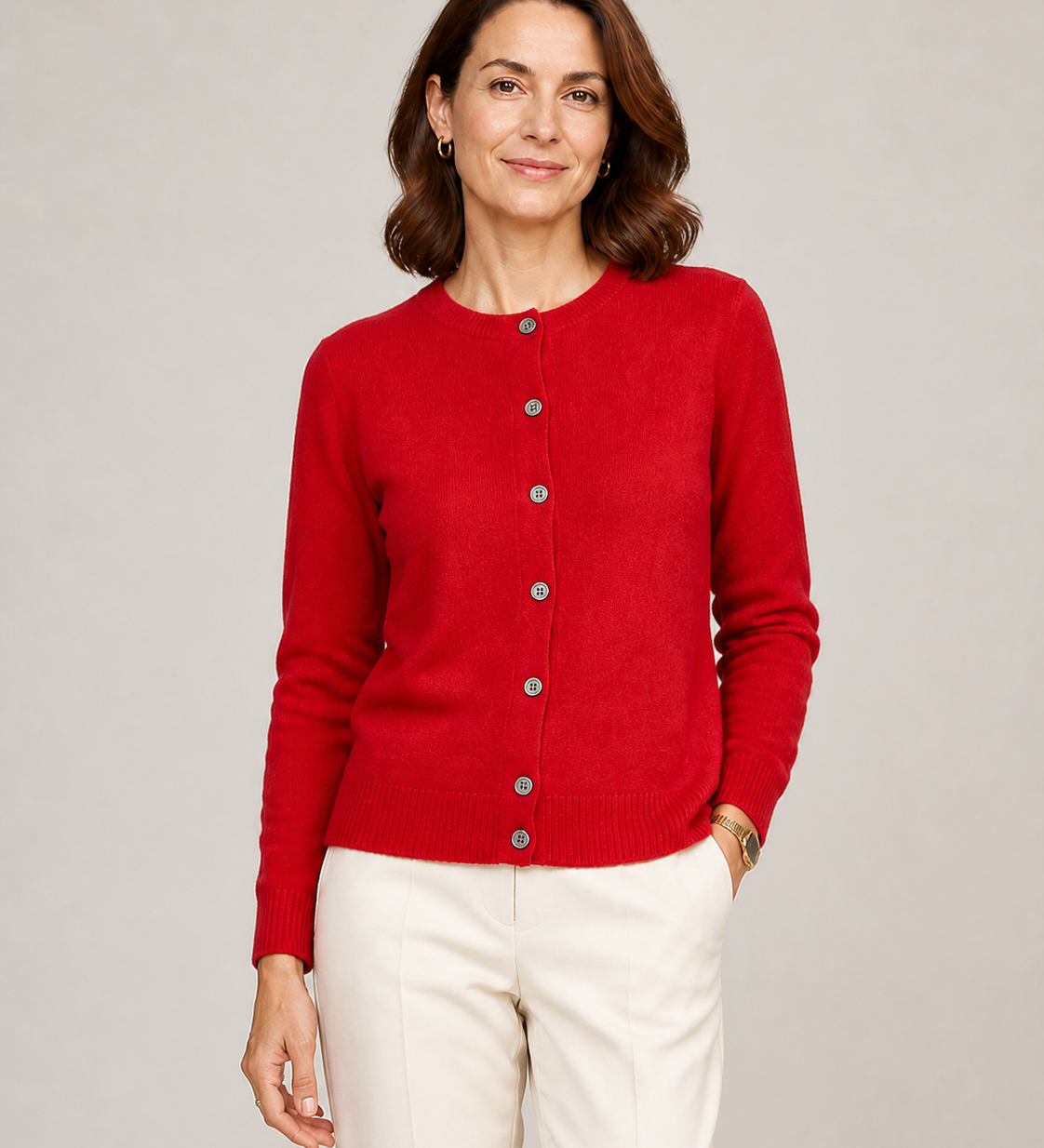 ANNA cardigan vermelho — vista aproximada