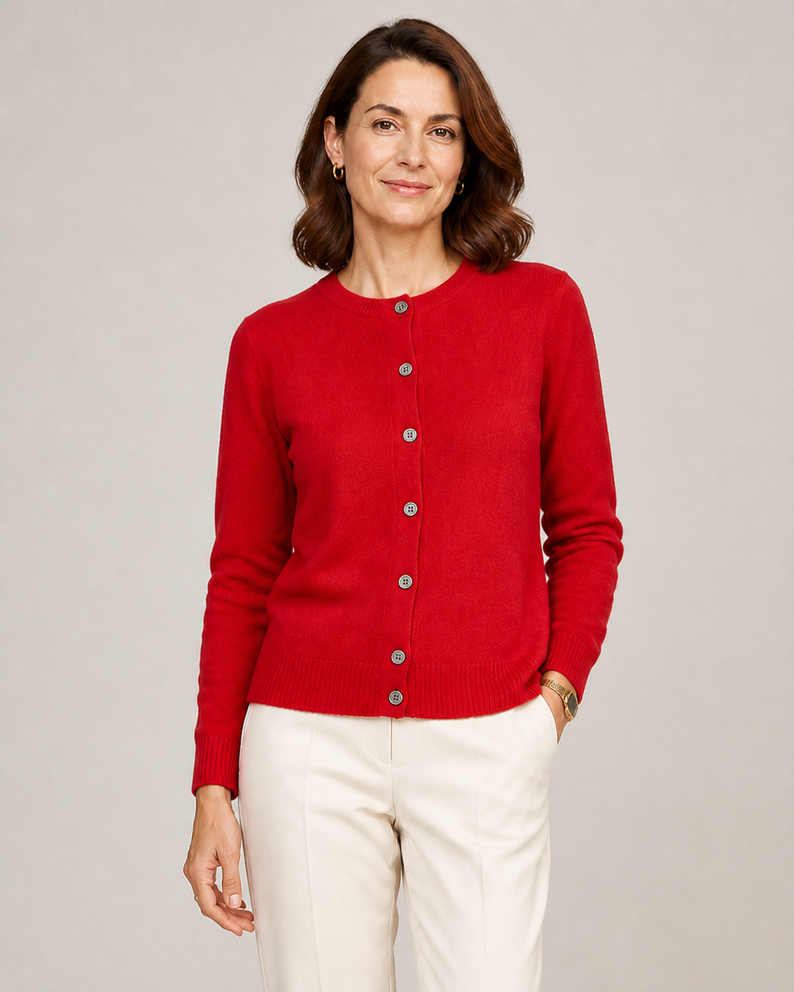 ANNA cardigan vermelho — vista aproximada