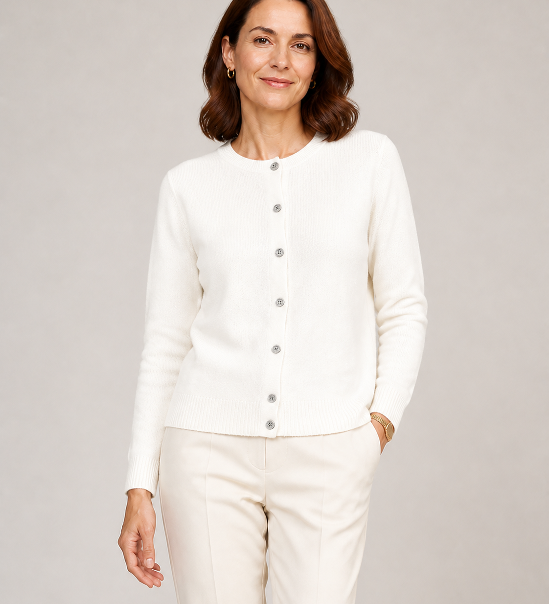 ANNA cardigan branco — vista aproximada
