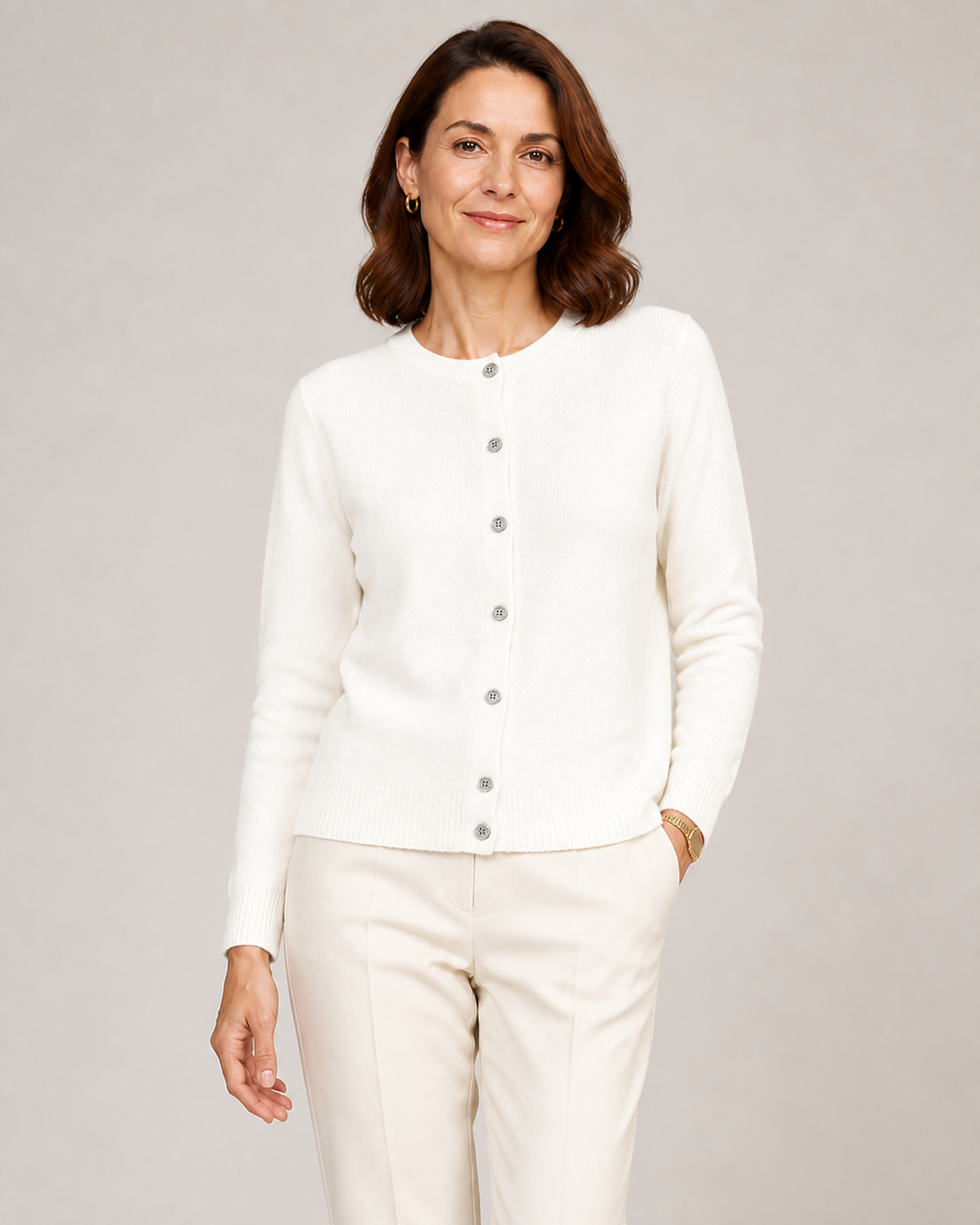 ANNA cardigan branco — vista aproximada