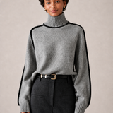 ARABELLE camisola cinza com gola alta — detalhe aproximado